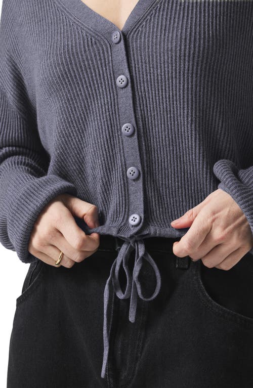 Splendid Bri Rib Blouson Sleeve Cardigan In Ash Navy