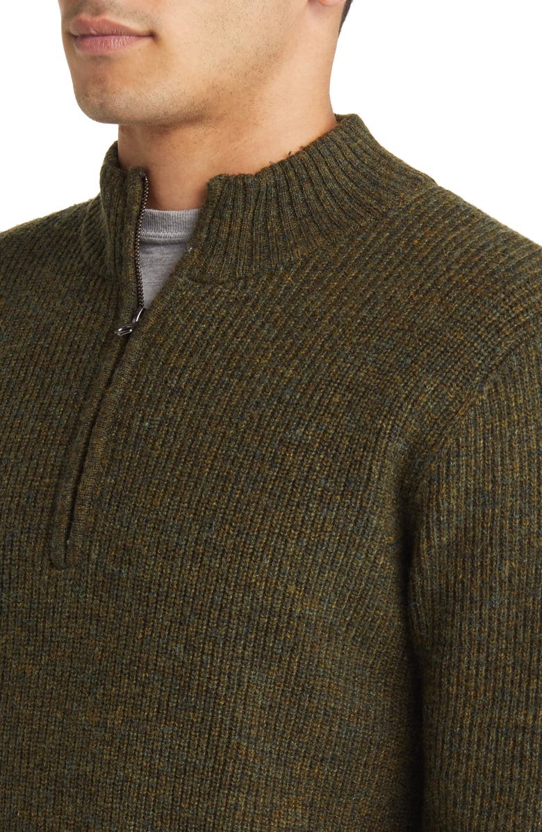 Schott NYC Half Zip Rib Wool Blend Sweater, Alternate, color, Moss
