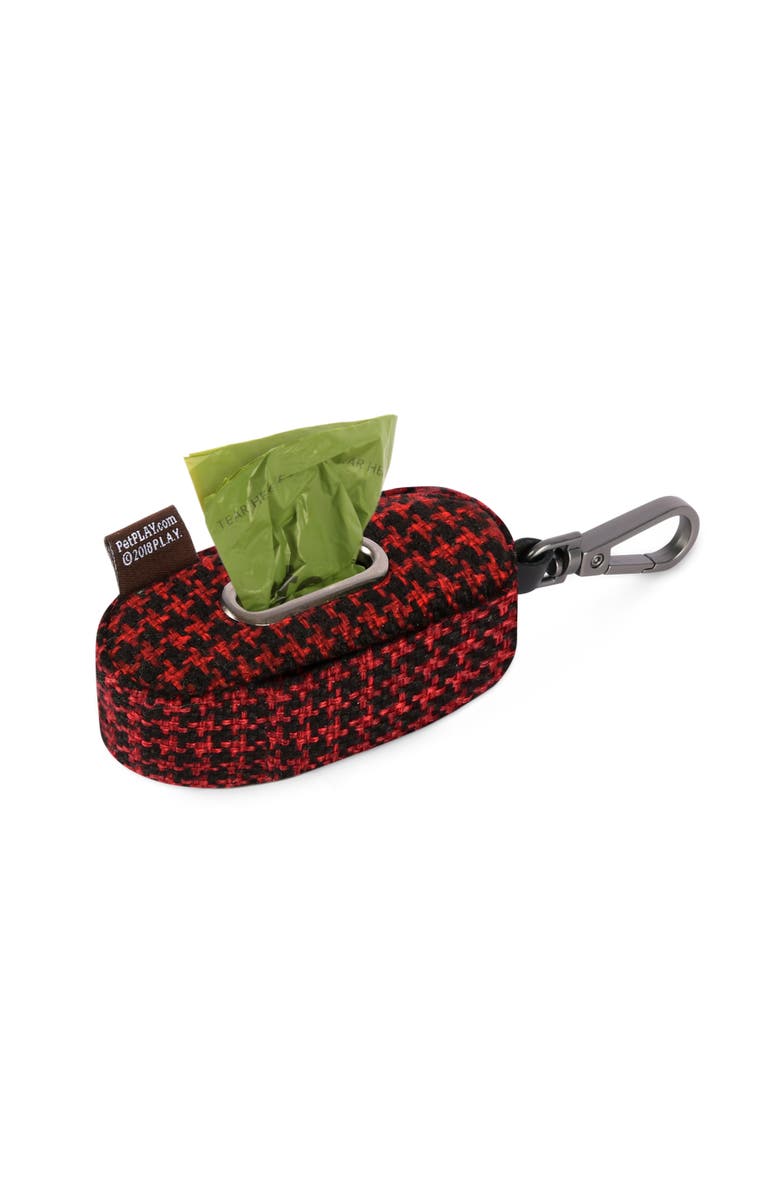 P.L.A.Y. Proper Pup Poop Bag Dispenser, Houndstooth Red, Clipon, 15 Bags, Alternate, color, Multicolored
