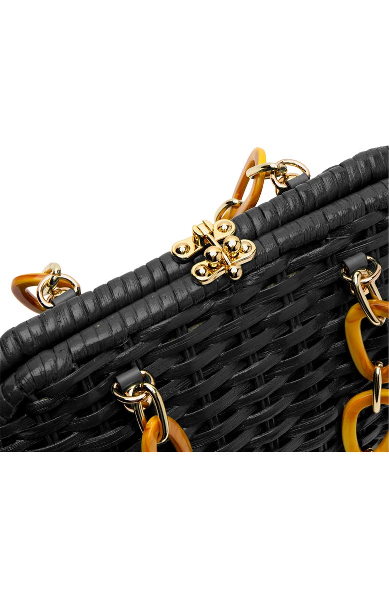 Frances Valentine Hen Woven Wicker Bag, Alternate, color, Black