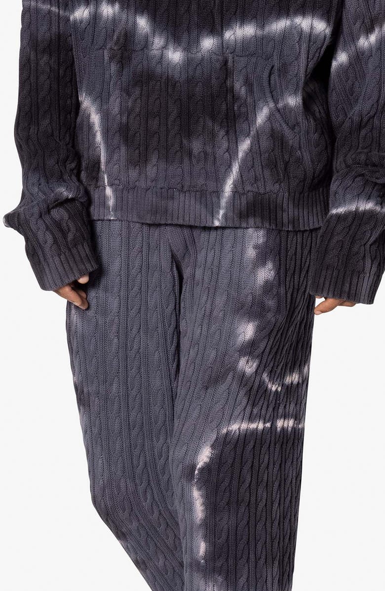 mnml Tie Dye Cable Knit Flare Leg Sweatpants, Alternate, color, 