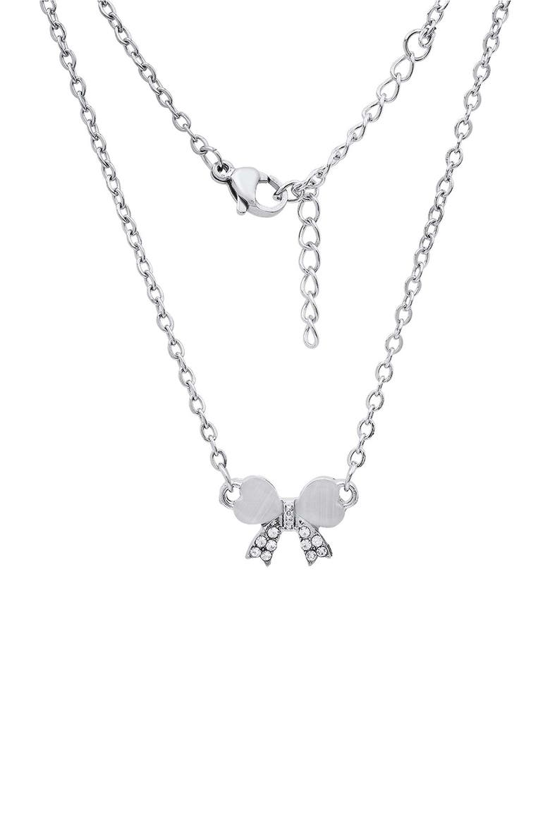Simulated Crystal Bow Pendant Necklace, Main, color, SILVER