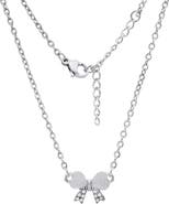 STEELTIME Simulated Crystal Bow Pendant Necklace