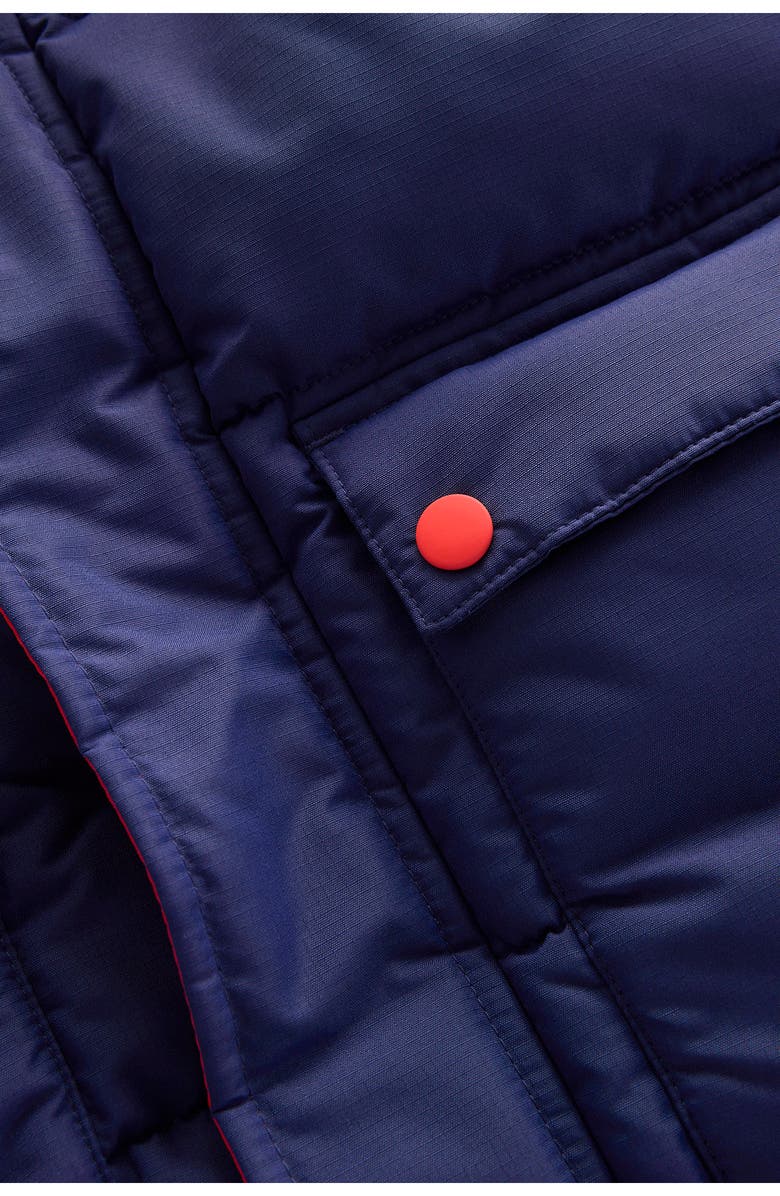 Mini Boden Kids' 2-in-1 Faux Fur Trim Padded Coat, Alternate, color, Starboard Blue