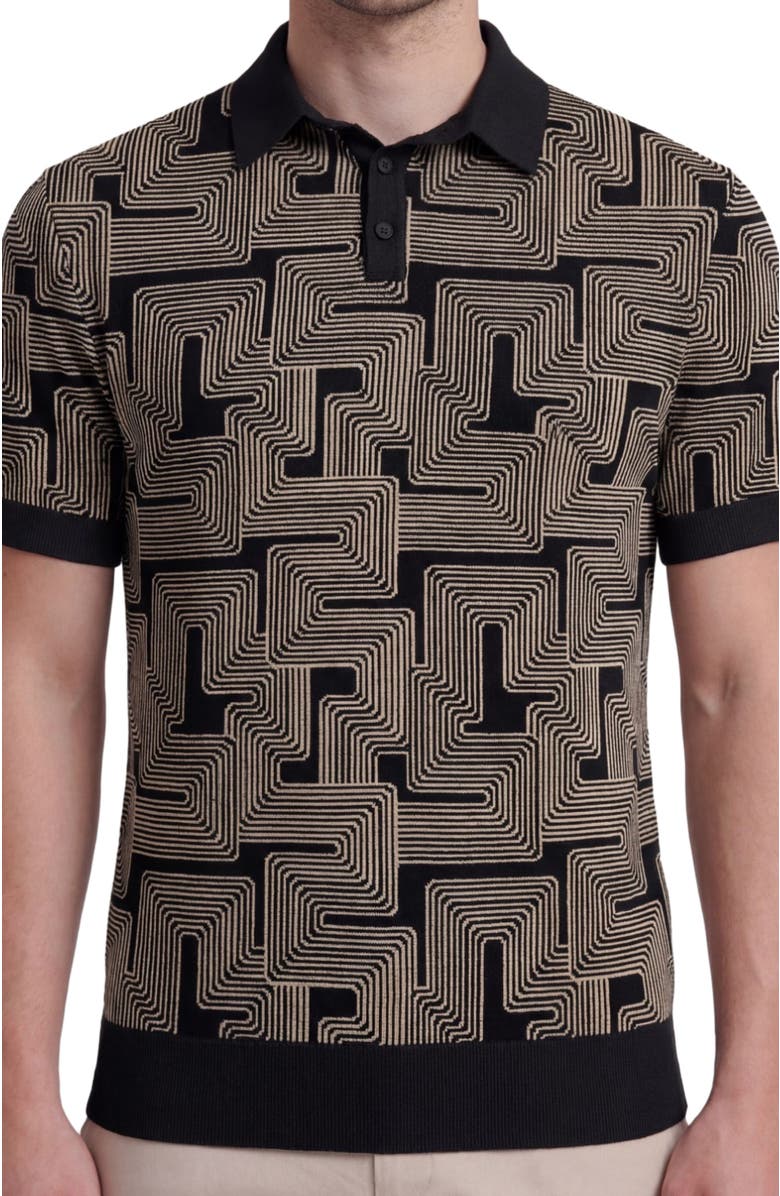 Lords of Harlech Inter Twine Mens Merino Silk Cashmere Polo, Alternate, color, Inter Twine Black