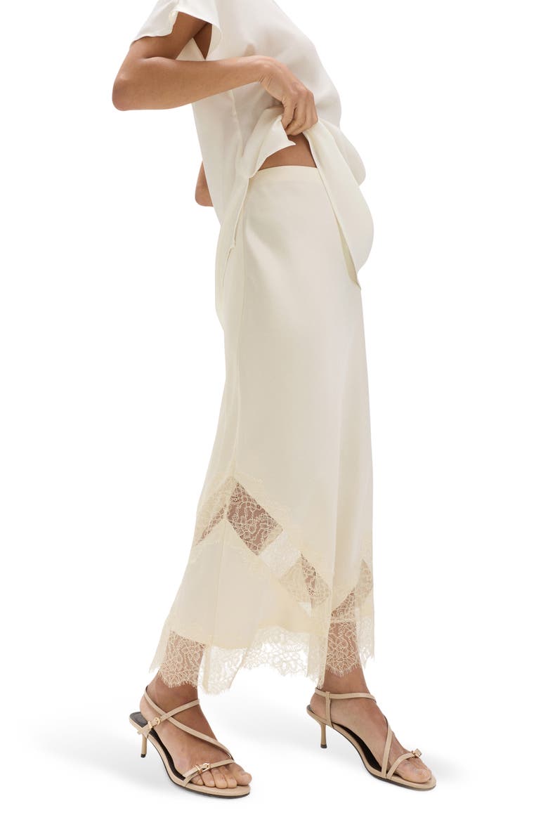 Lace Inset Midi Slip Skirt, Alternate, color, IVORY