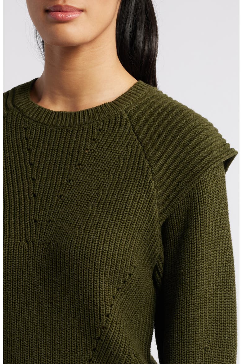 Extended Shoulder Sweater, Alternate, color, WINTERGREEN