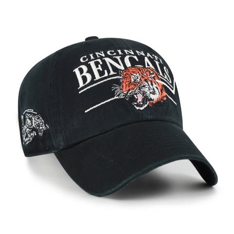 Men's '47 Black Cincinnati Bengals Throwback Graphic Clean Up Adjustable Hat