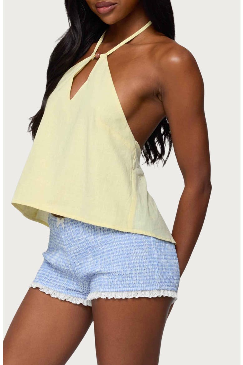 Oliviana Cotton Halter Top, Alternate, color, YELLOW