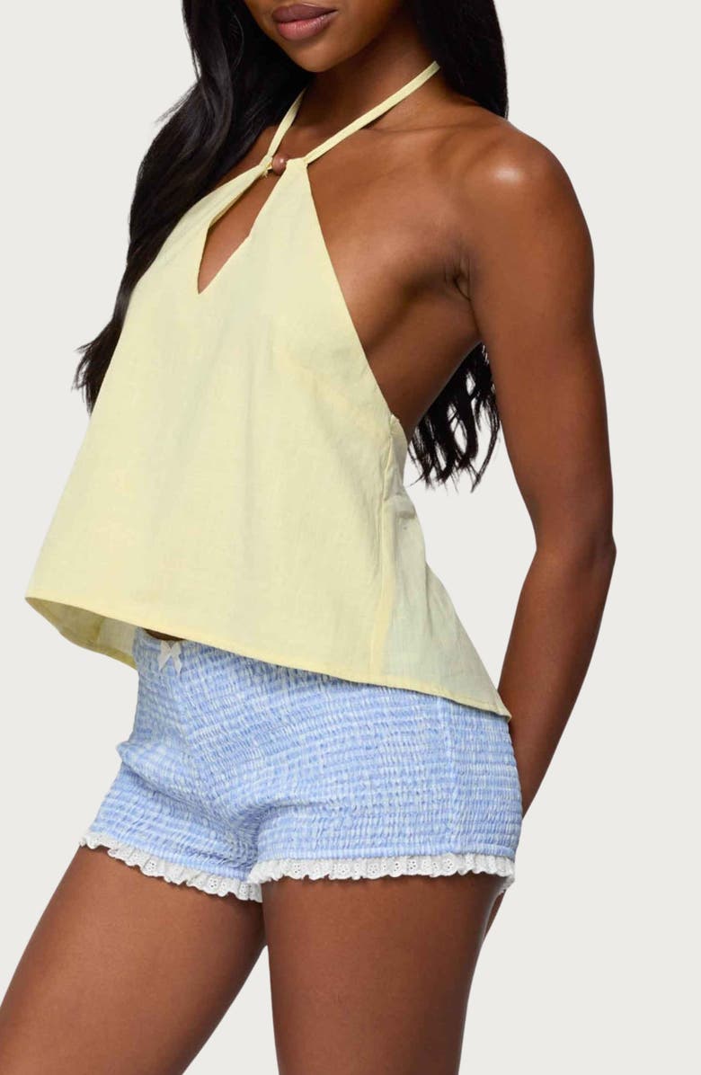 EDIKTED Oliviana Cotton Halter Top, Alternate, color, Yellow