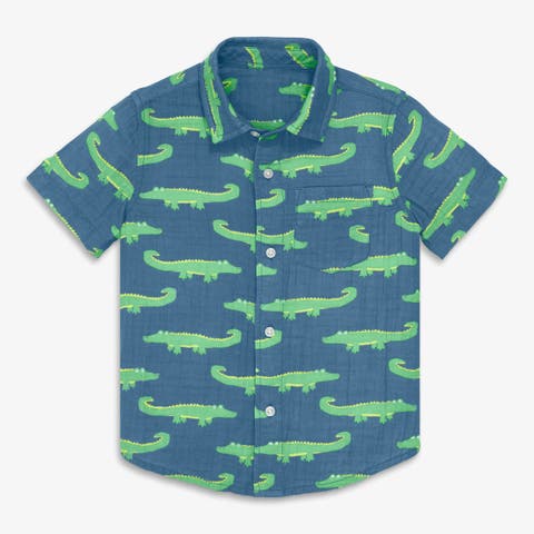 Kids Cotton Gauze Button Down In Pals (Toddler, Little Kid, Big Kid)