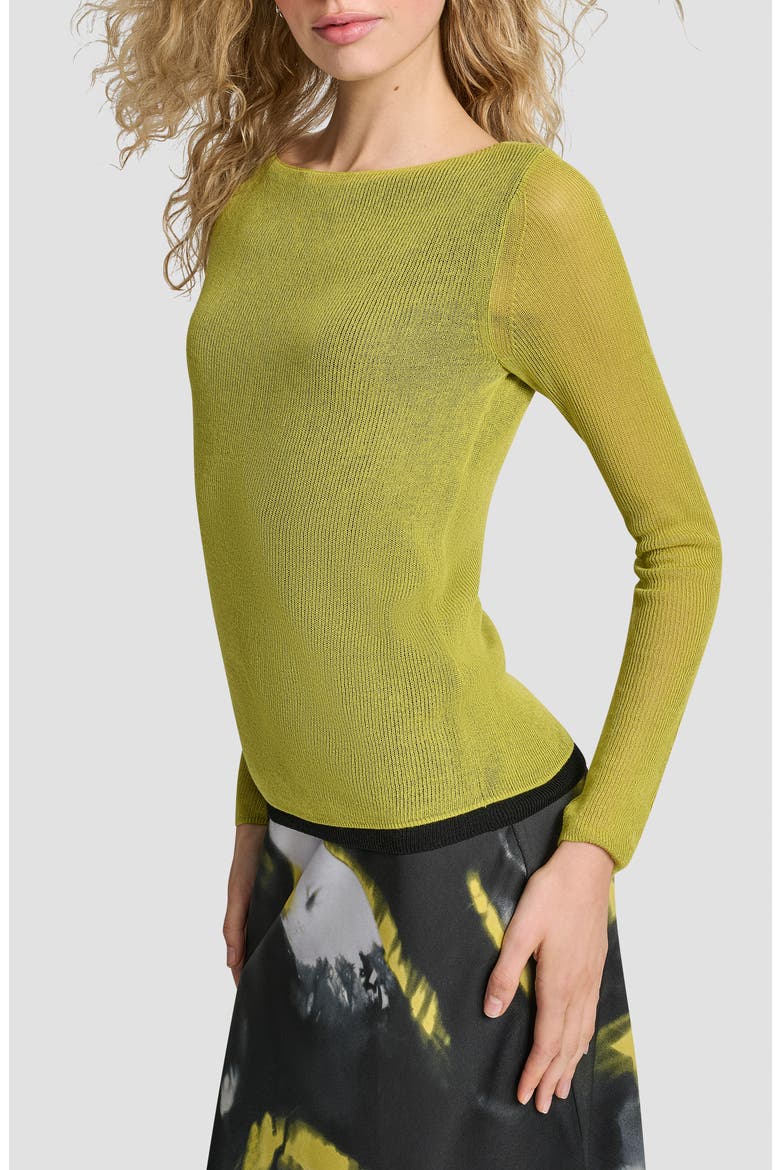 Double Layer Boat Neck Sweater, Alternate, color, CITRONELLA/ BLACK