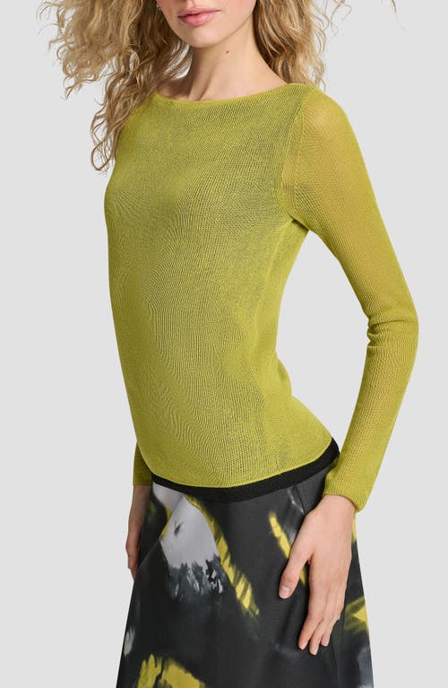 Dkny Double Layer Boat Neck Sweater In Green