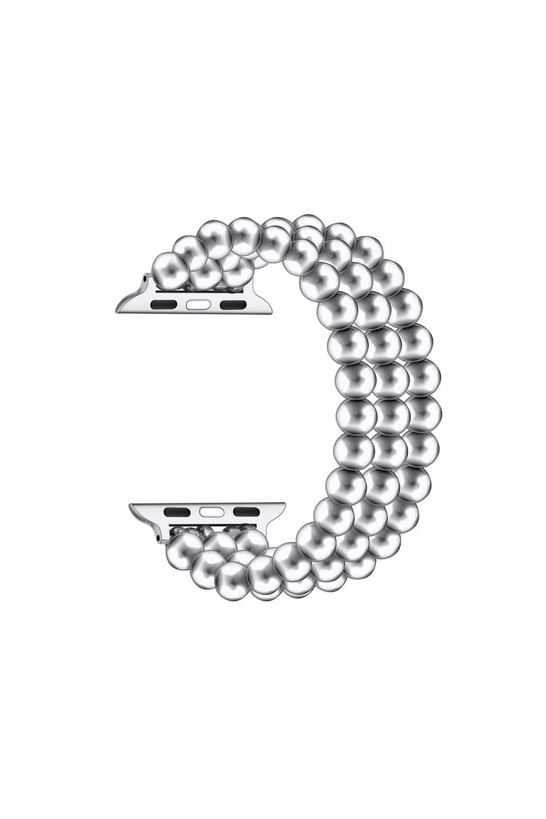 Nova Stainless Steel Beaded Band for Apple Watch, Alternate, color, Silver