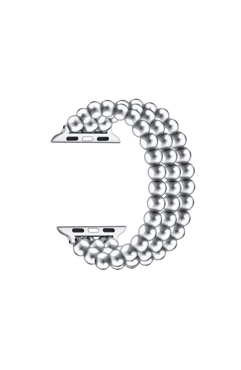 Posh Tech Nova Stainless Steel Beaded Band for Apple Watch, Alternate, color, Silver