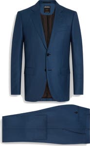 ZEGNA Regular Fit Navy Check Centoventimila Wool Suit