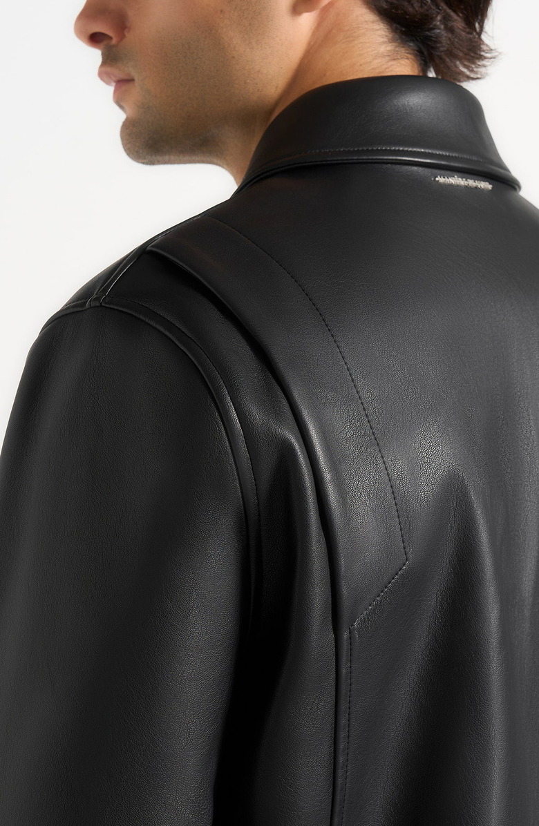 Manière De Voir Yves Minimal Leather Jacket, Alternate, color, Black