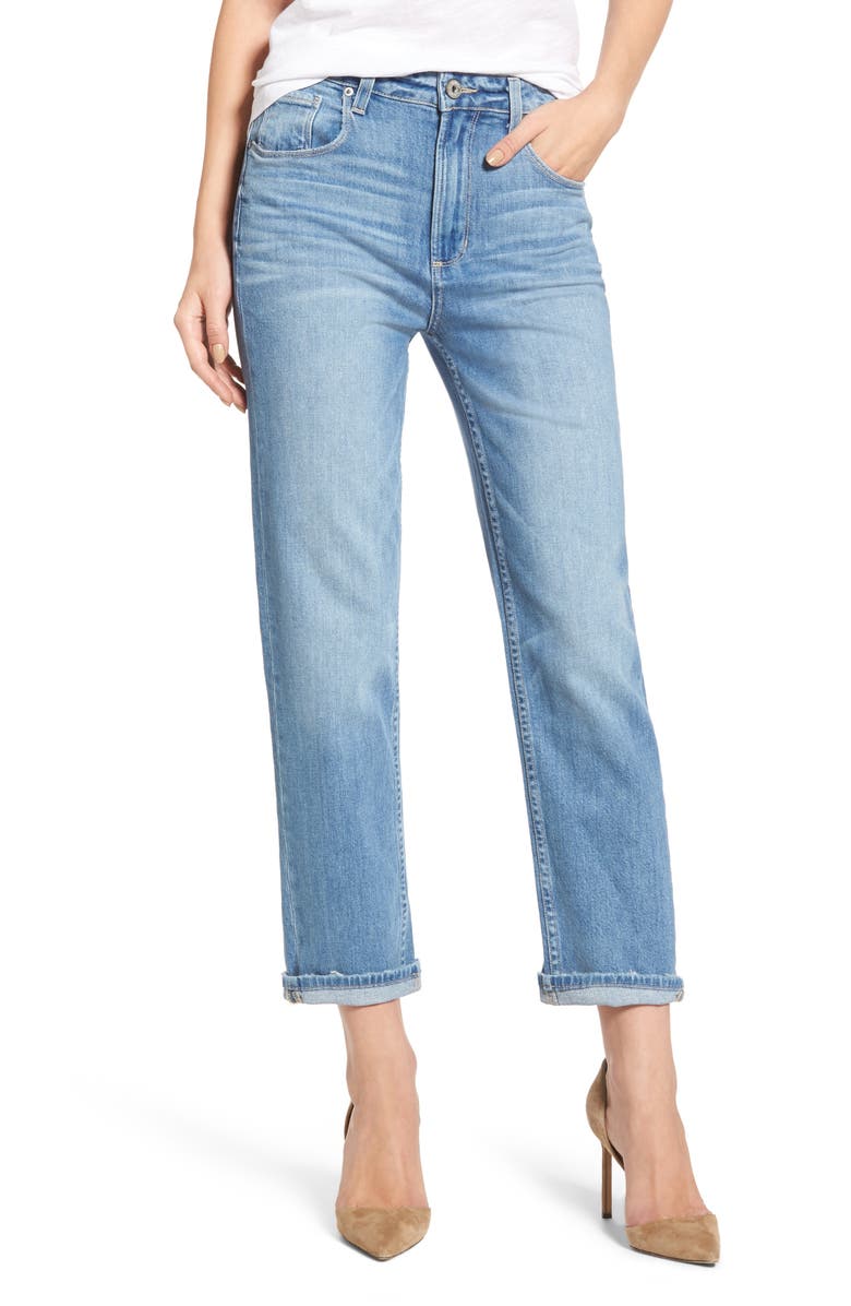 PAIGE Sarah High Waist Crop Straight Leg Jeans, Main, color,