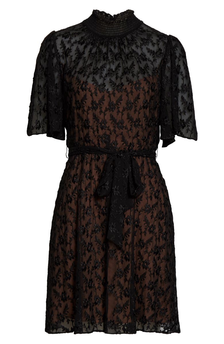 Rebecca Taylor Vine Embroidery Cotton & Silk Cocktail Dress, Alternate, color, 