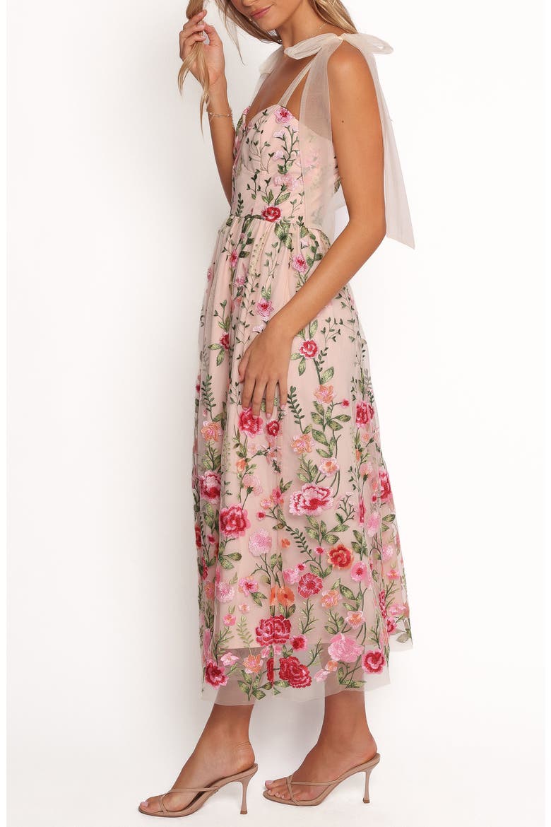 Mirabel Embroidered Tie Strap Maxi Dress, Alternate, color, MULTI FLORAL