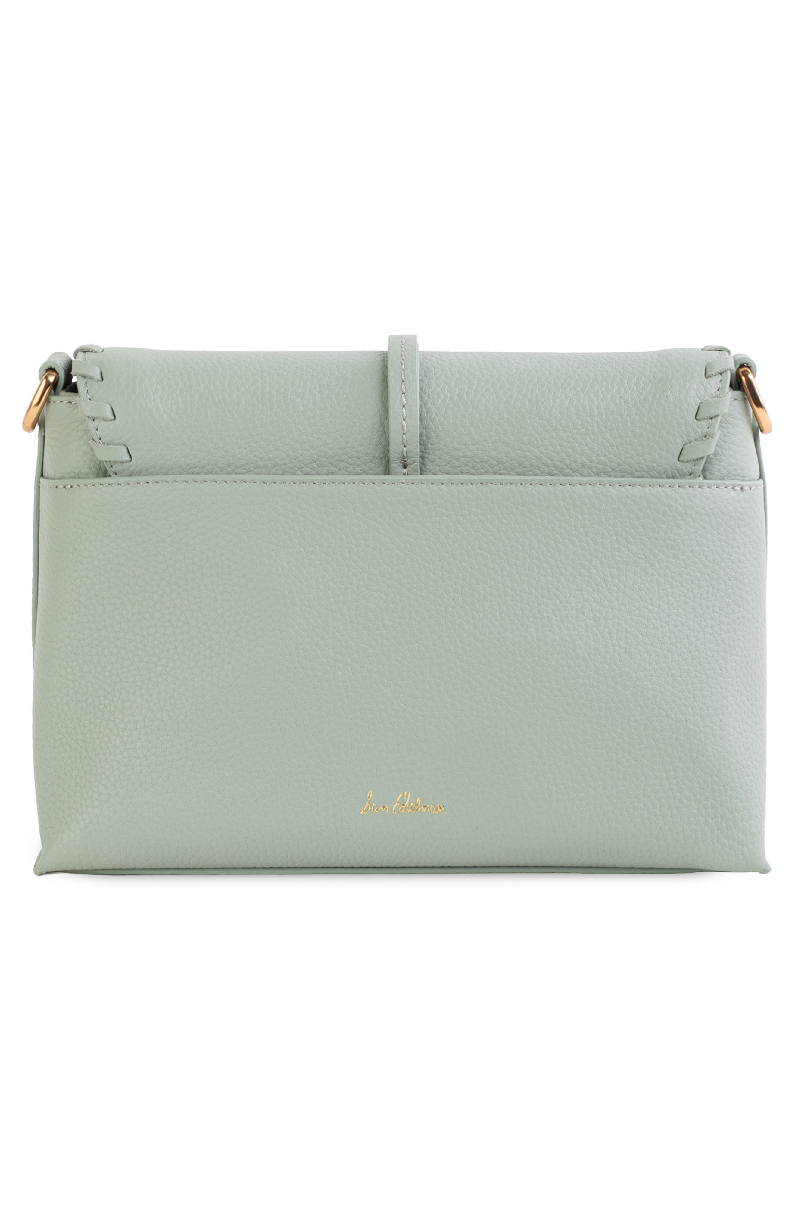 Sylvia Fold Over Leather Crossbody Bag, Alternate, color, LIGHT GREEN