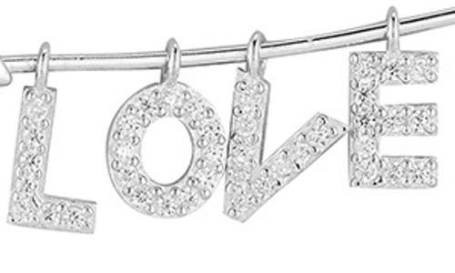 Sphera Milano Cubic Zirconia 'love' Pendant Necklace In Silver