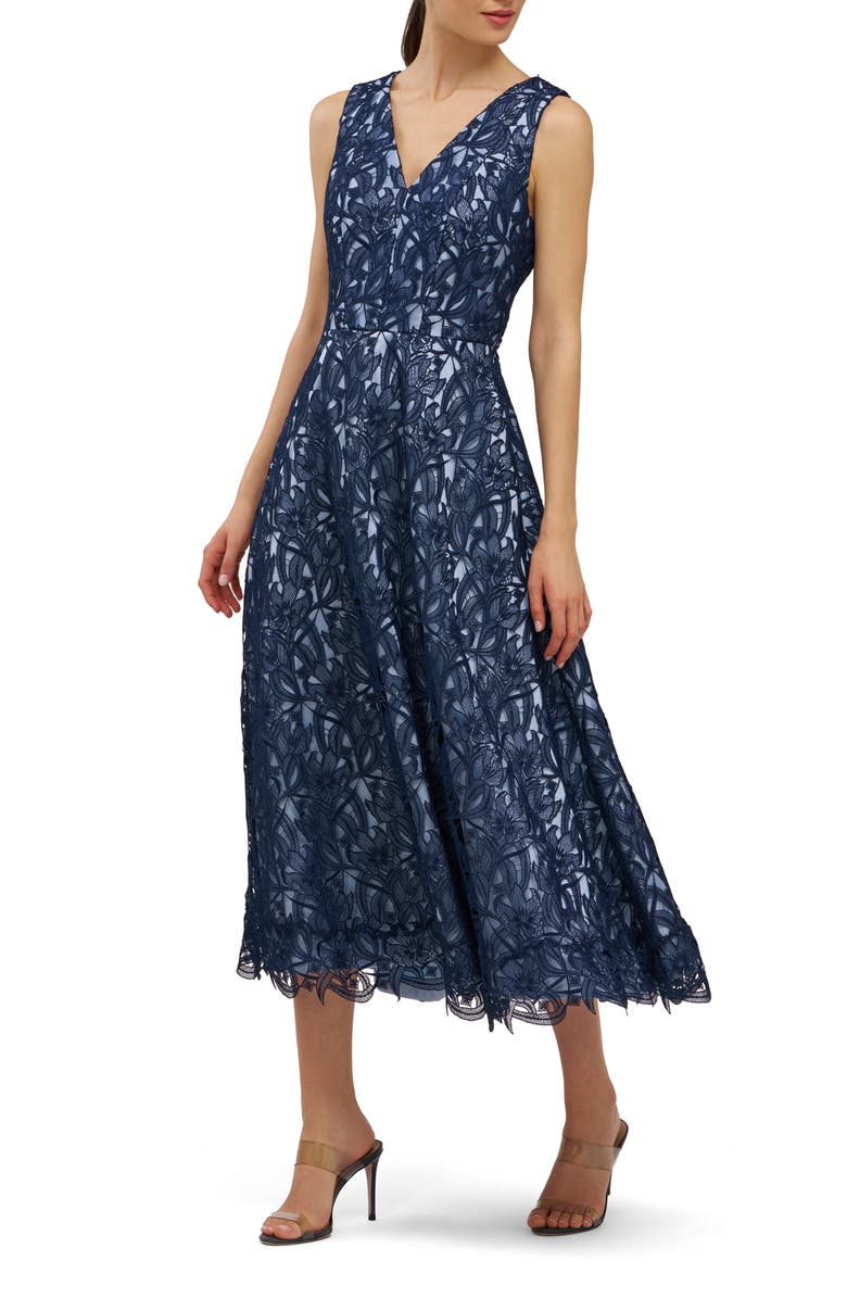 Kay Unger Danielle Sleeveless Lace Dress, Alternate, color, Blue Bird/ Midnight