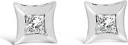 Haus of Brilliance 10K Gold 1/5 Cttw Invisible Set Princess-Cut Diamond Stud Earrings