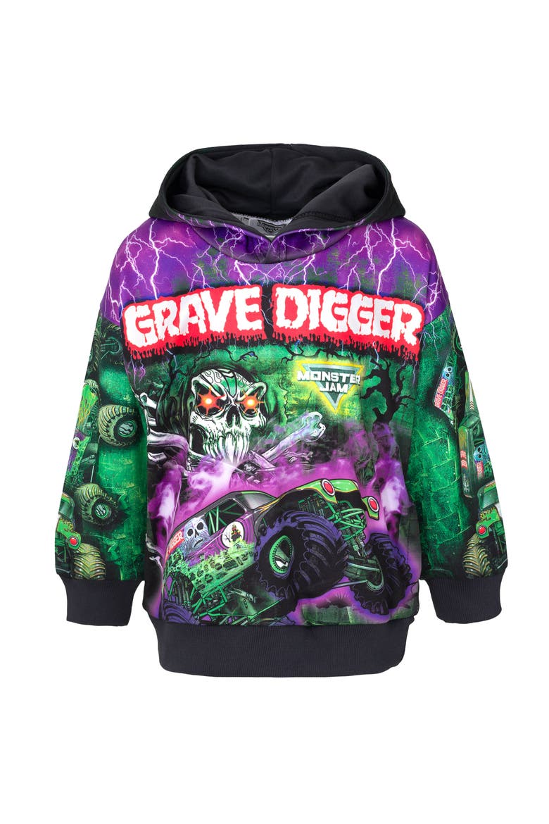 Fleece Hooded Sweatshirt, Main, color, Green Grave Digger