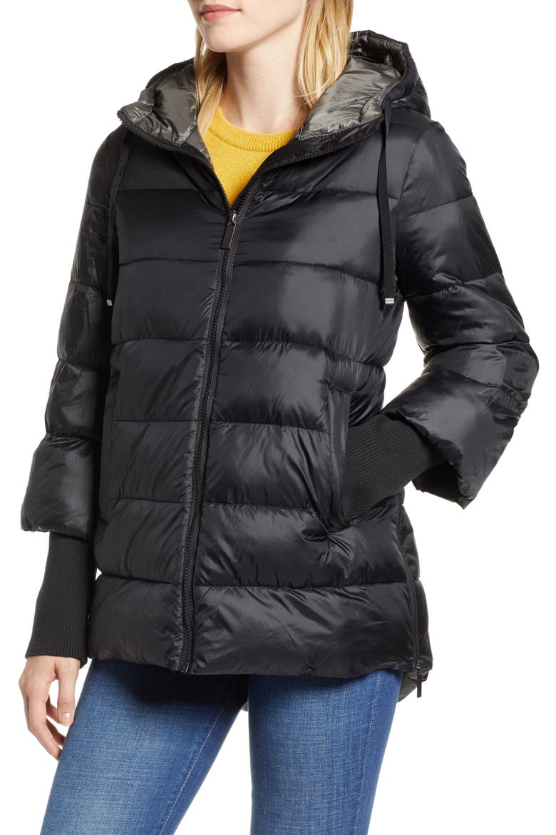 Hooded Puffer Jacket, Alternate, color, BLACK