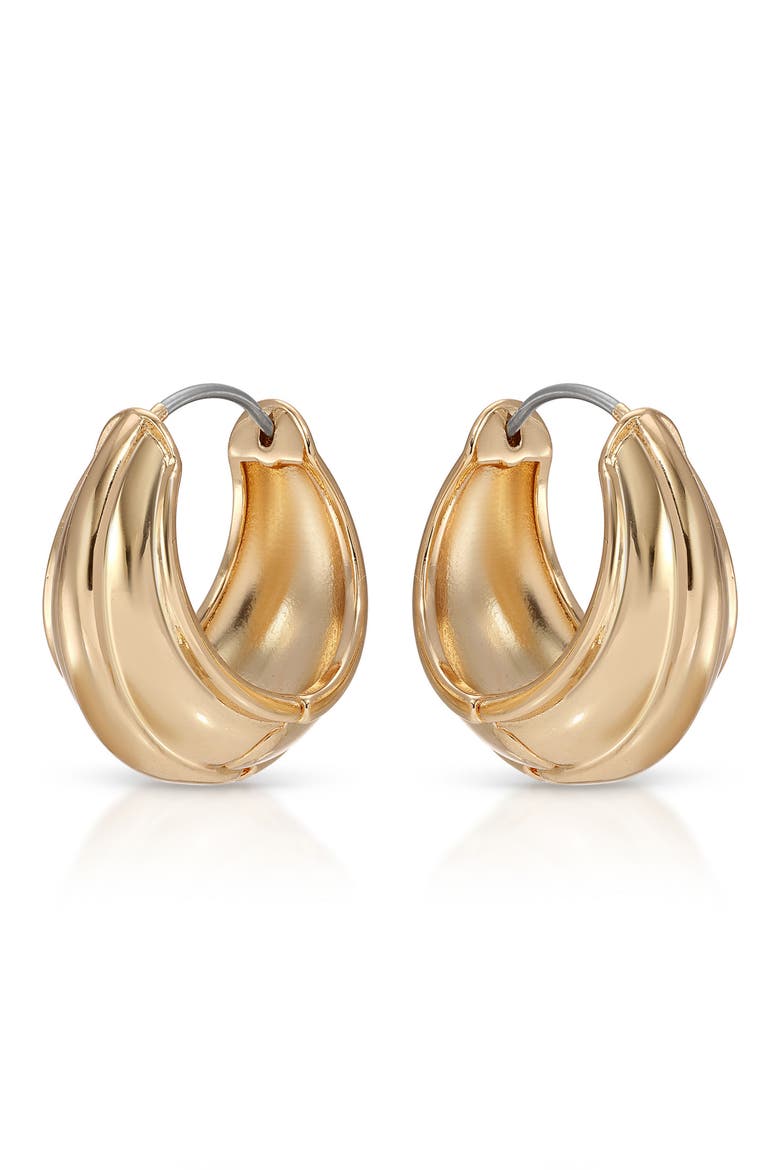 Modern Ridge Huggie Hoop Earrings, Alternate, color, GOLD