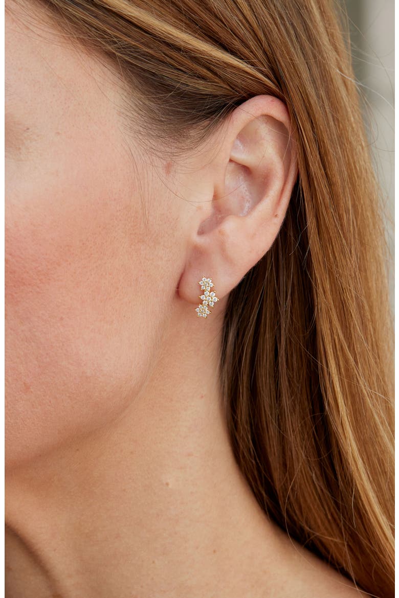 CZ Star Climber Earrings, Alternate, color, GOLD