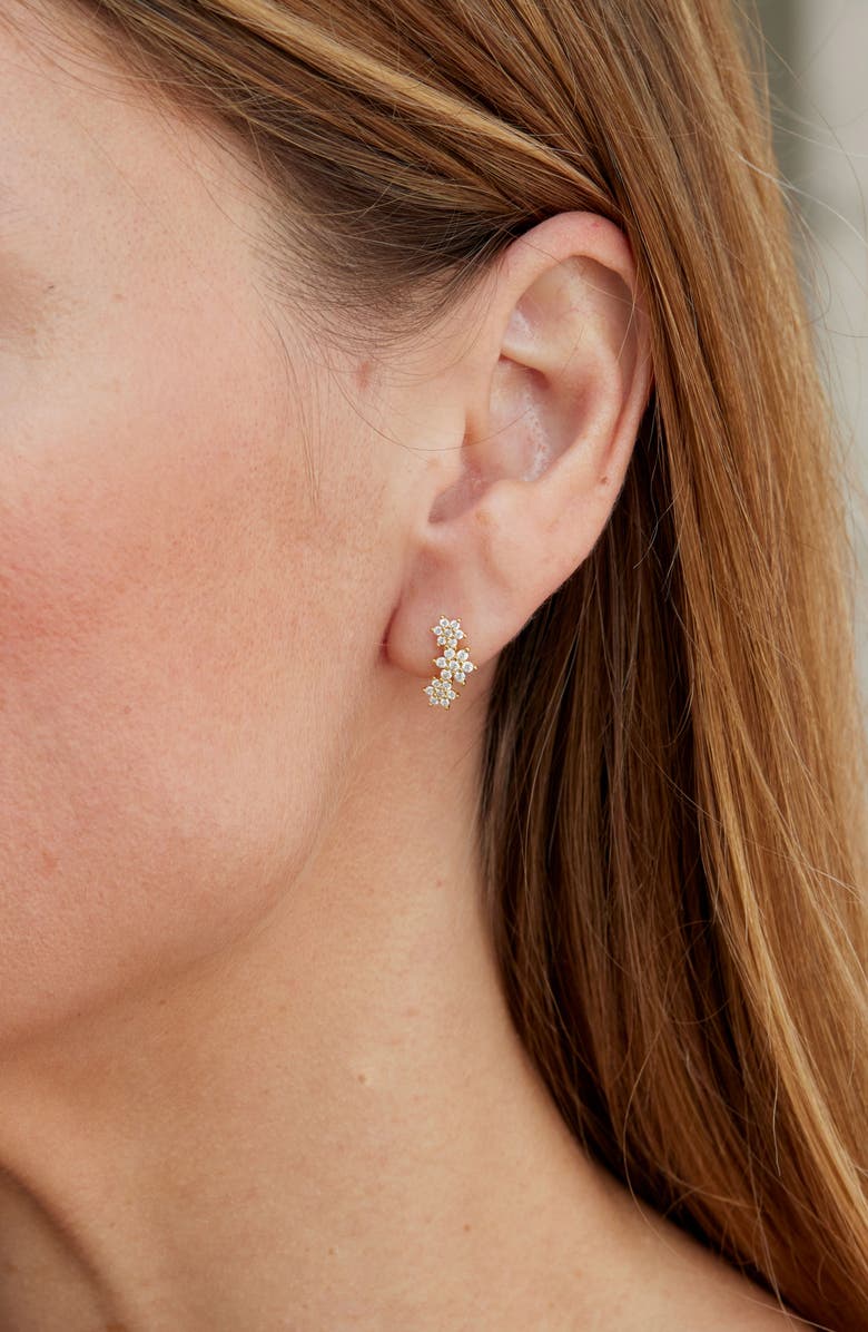 SAVVY CIE JEWELS CZ Star Climber Earrings, Alternate, color, Gold