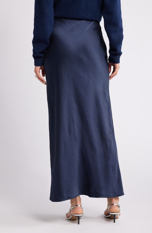 Open Edit Bias Cut Maxi Skirt In Navy Blazer