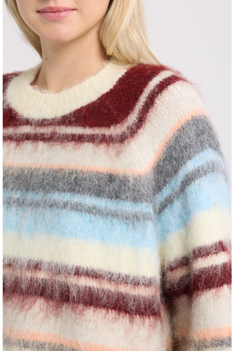 Stripe Brushed Crewneck Sweater, Alternate, color, RED STRIPE