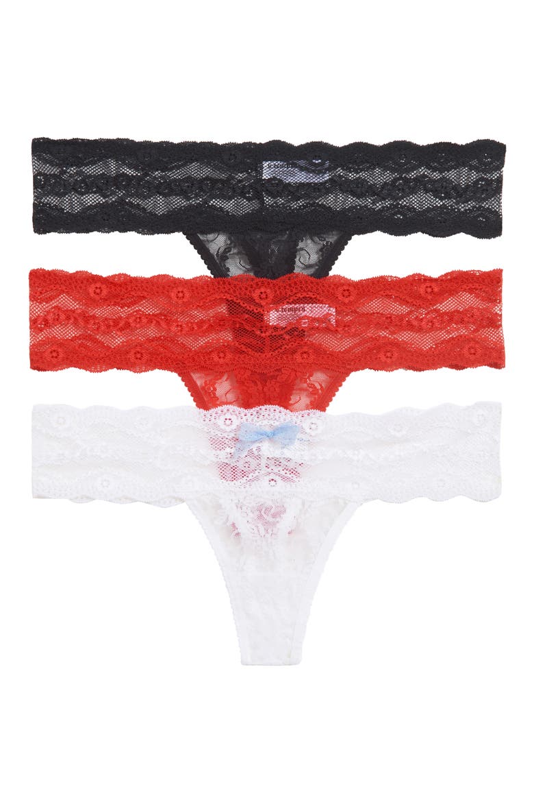 Assorted 3-Pack Lace Kiss Thongs, Main, color, LACE KISS BASIC 1