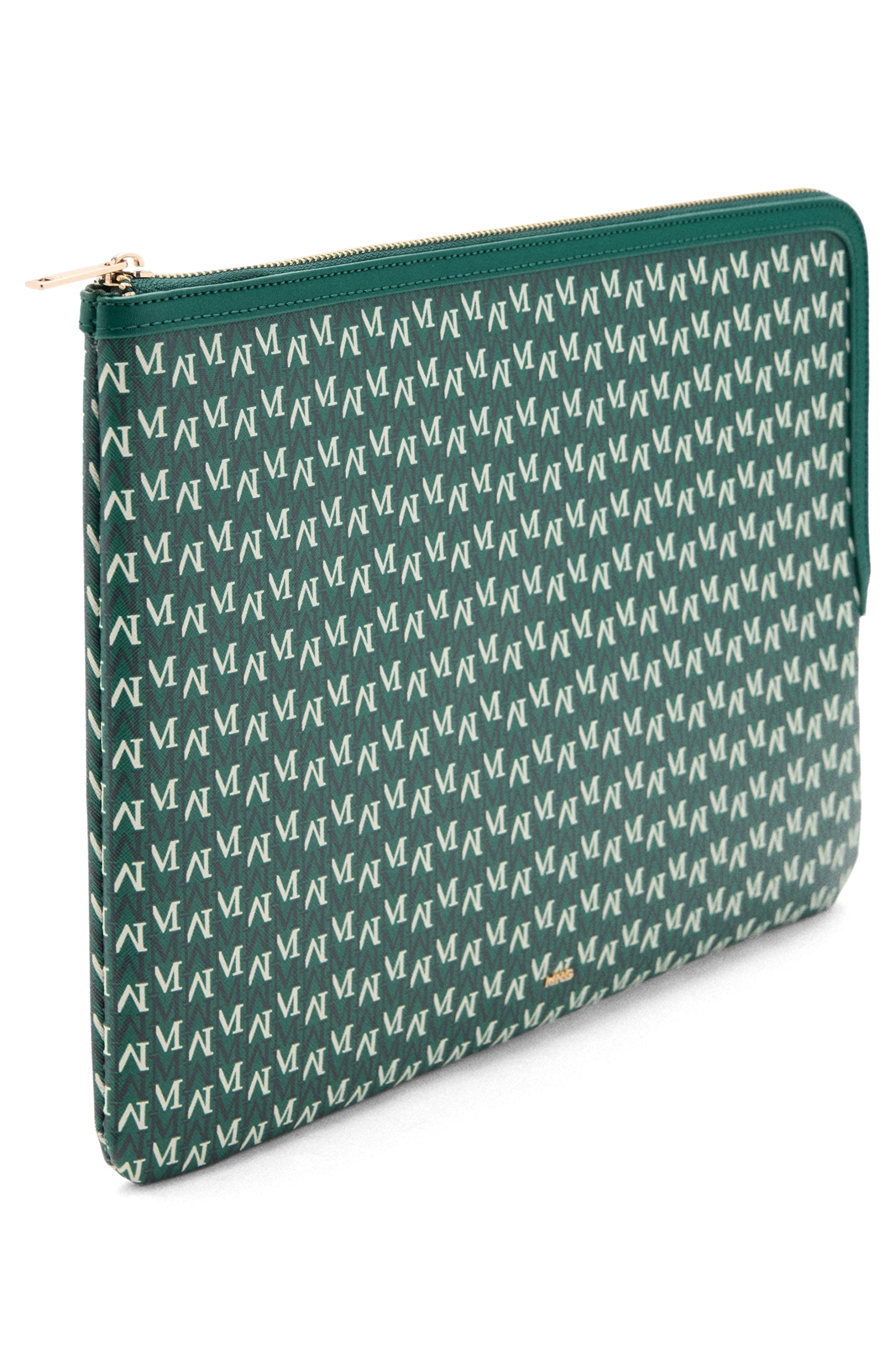 MANGO Monogram Logo Laptop Case, Alternate, color, Green