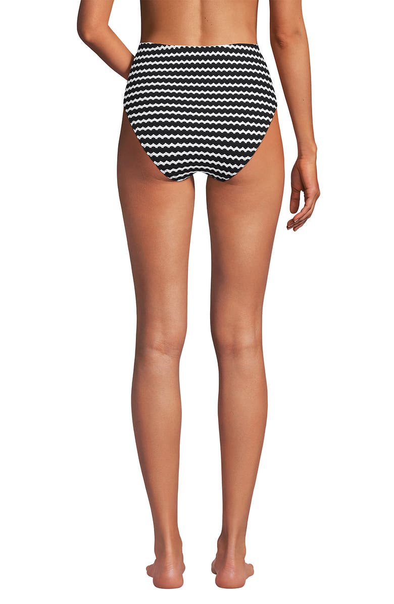 Lands' End Cheeky High Waisted Bikini Bottoms, Alternate, color, Striped Black/White