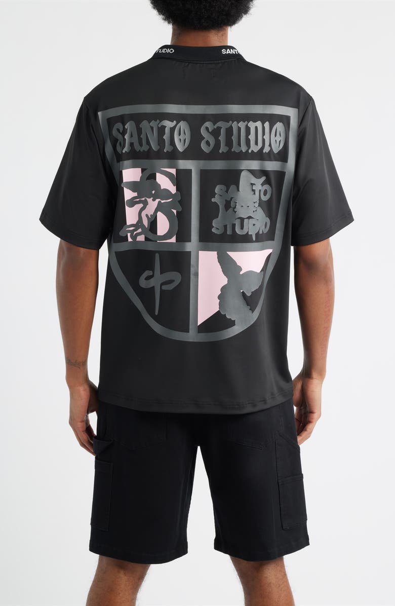 SANTO STUDIO Crest Club Polo, Alternate, color, Black