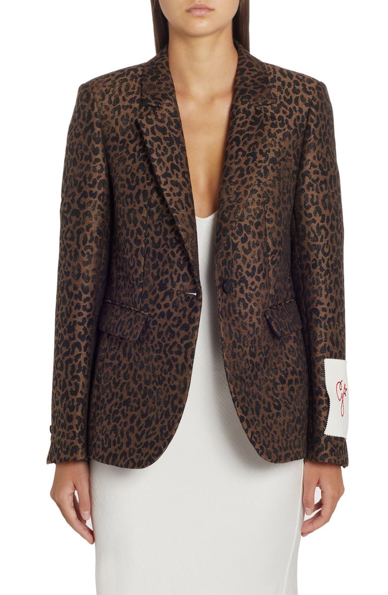 Golden Goose Dune Leopard Virgin Wool Blend Blazer, Main, color, New Bison/ Black