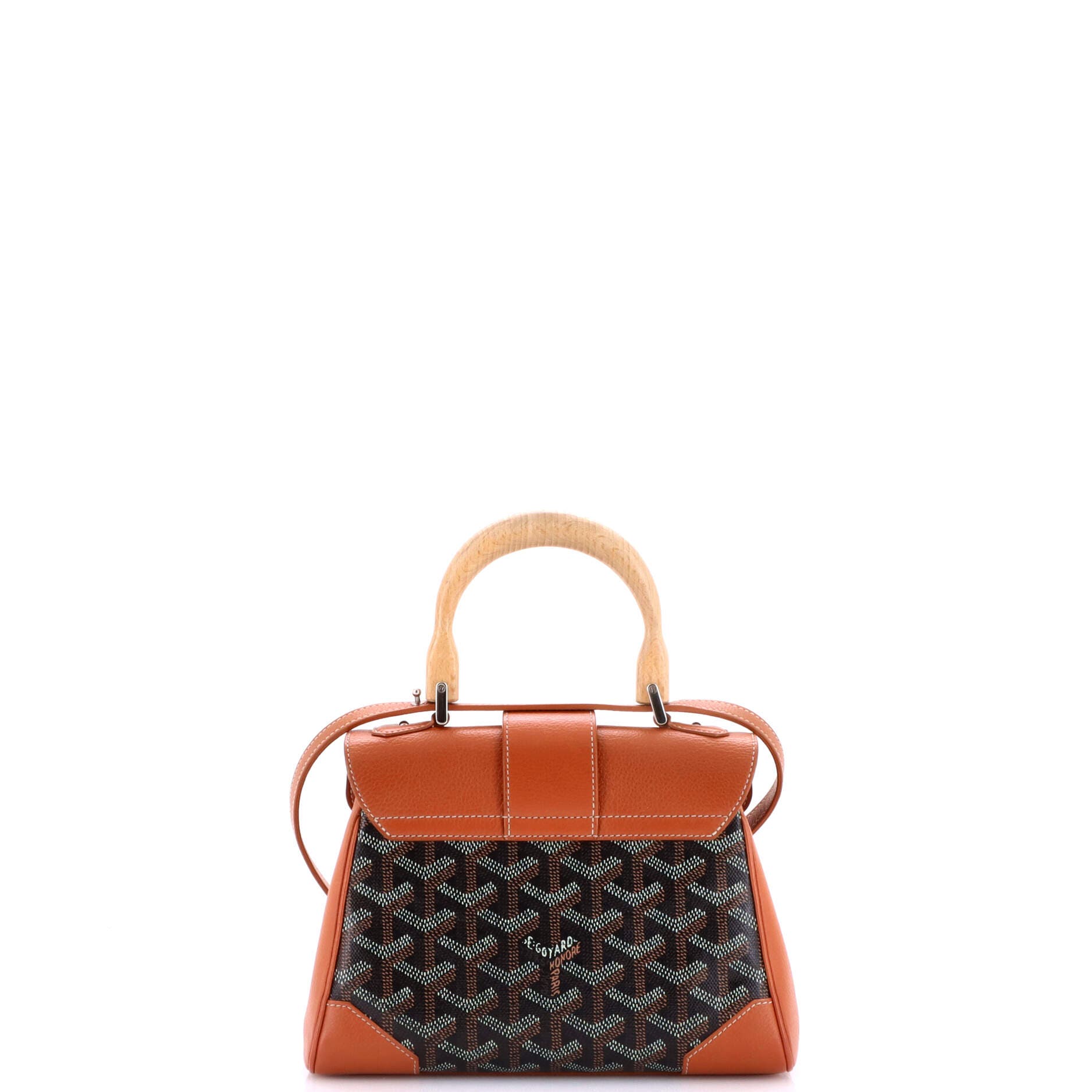 Pre-Owned Goyard Saigon Top Handle Bag Coated Canvas with Leather Mini, Alternate, color, Brown