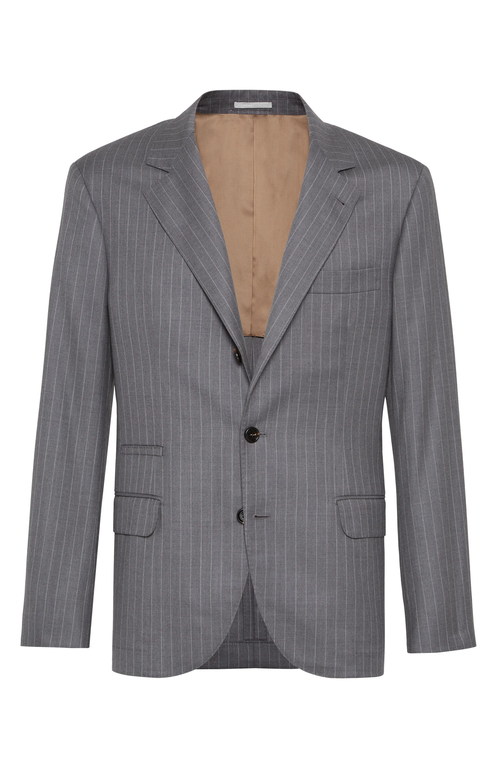 Shop Brunello Cucinelli Twill Blazer In Grey