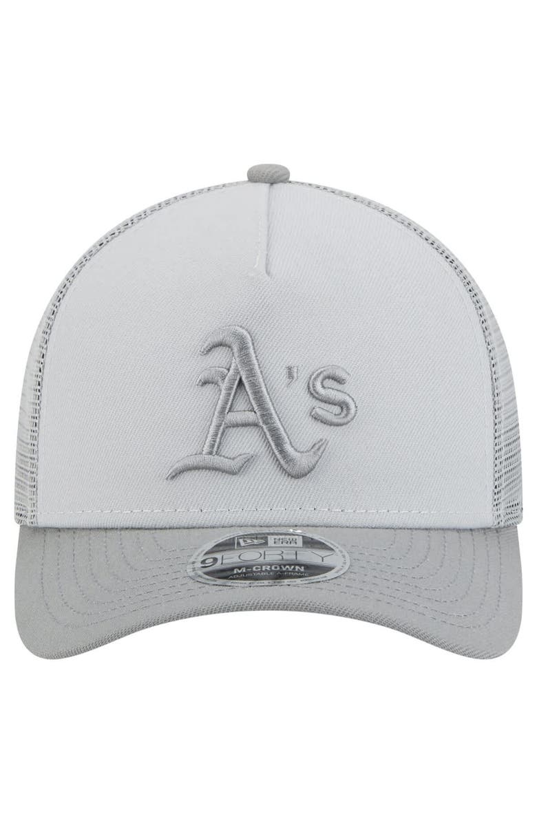 New Era Men's New Era Gray Athletics Color Pack A-Frame 9FORTY Trucker Adjustable Hat, Alternate, color,