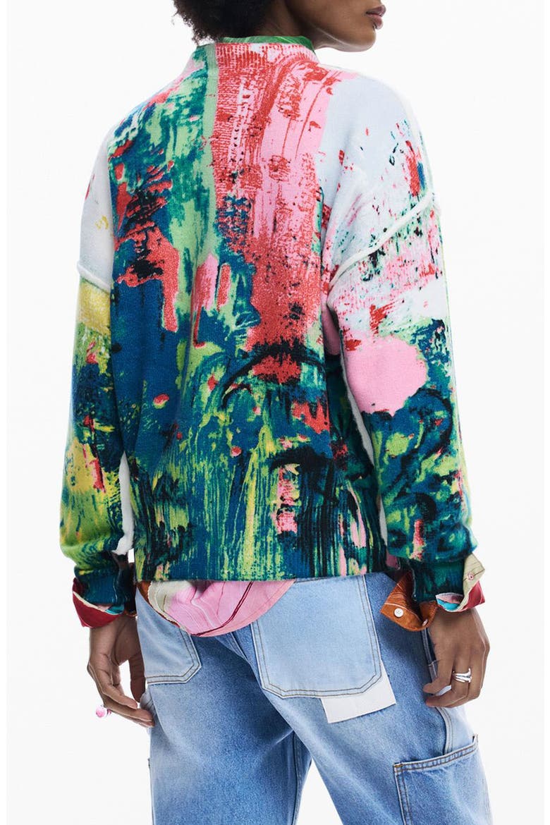 Splatter Print Sweatshirt, Alternate, color, BRIGHT GREEN