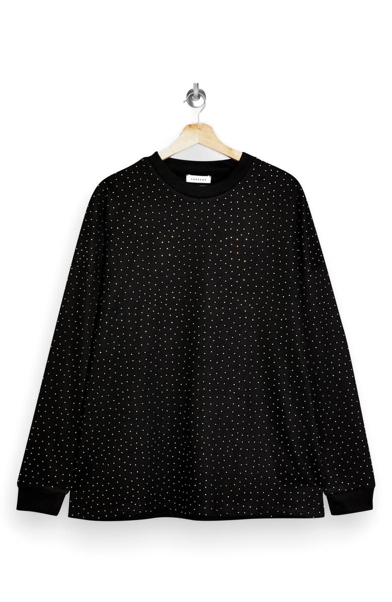 Topshop Diamante Oversize Sweatshirt, Alternate, color,