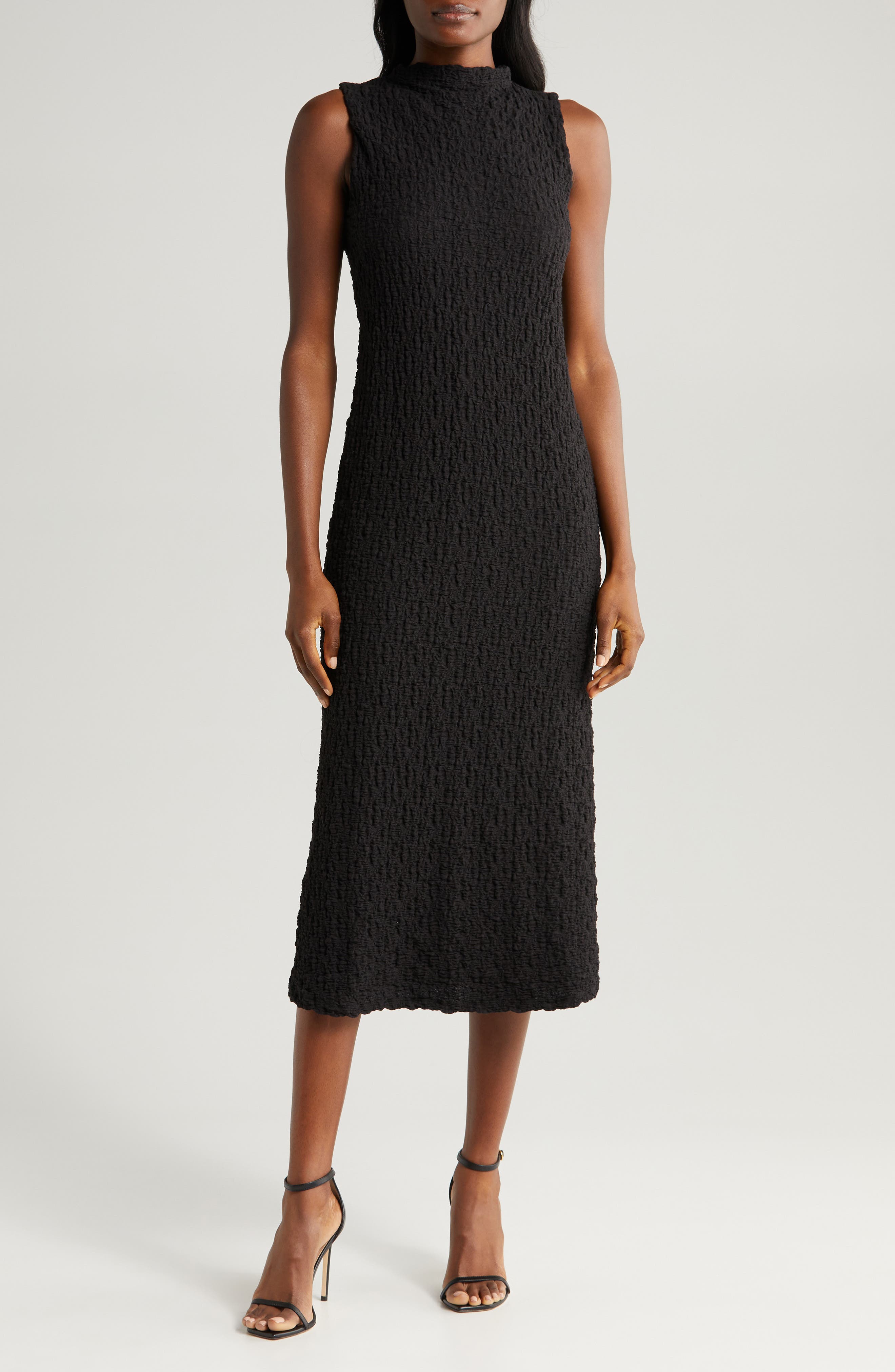 Halogen® Puckered Cotton Blend Midi Dress