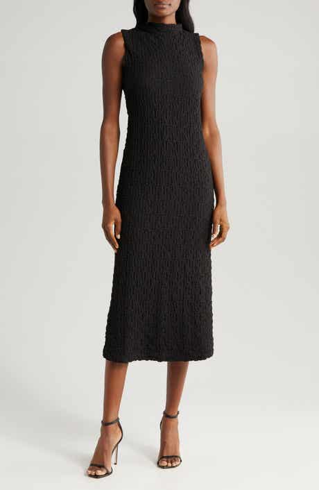 Halogen® Puckered Cotton Blend Midi Dress