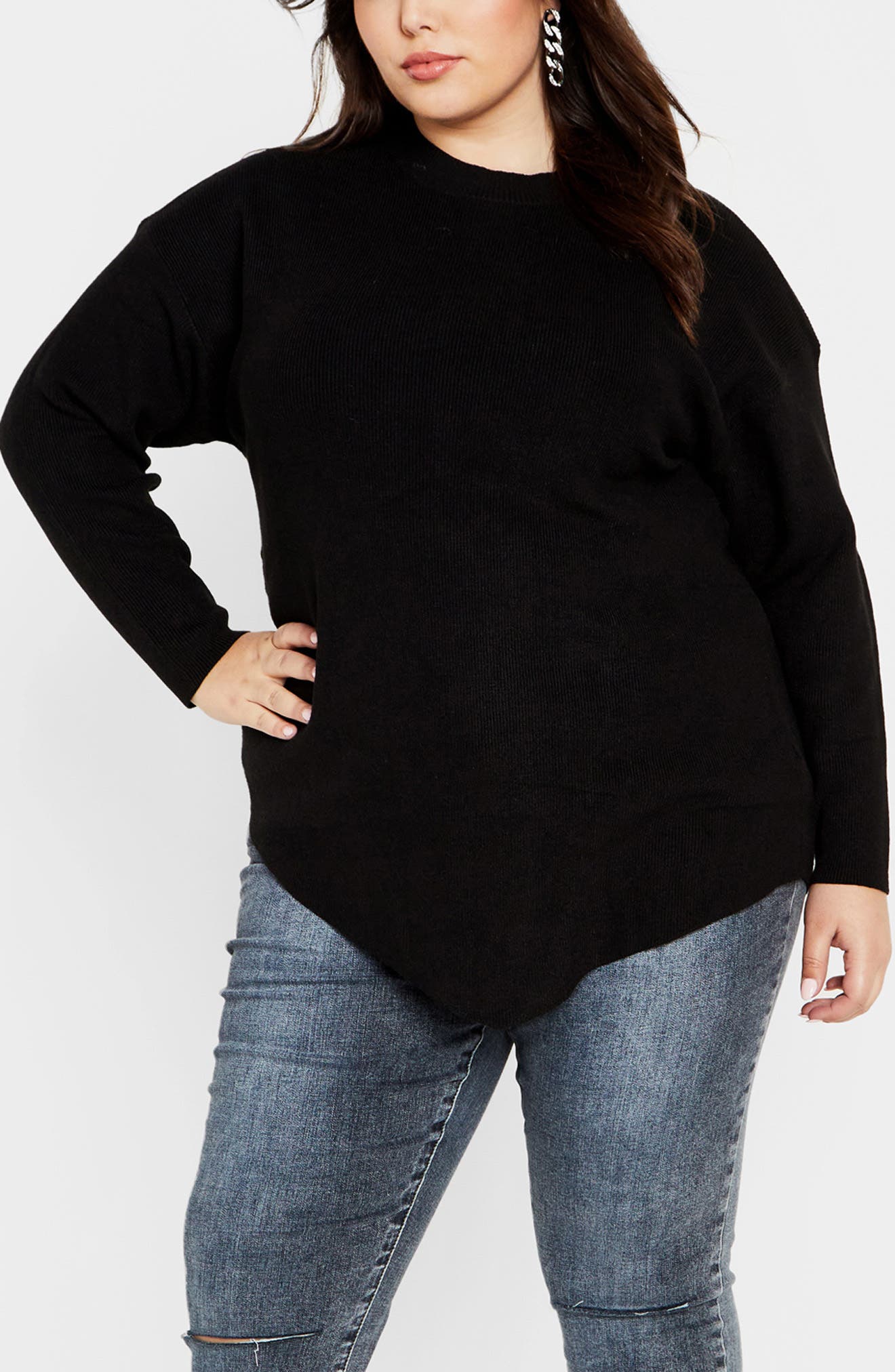Madison Mock Neck Asymmetric Sweater