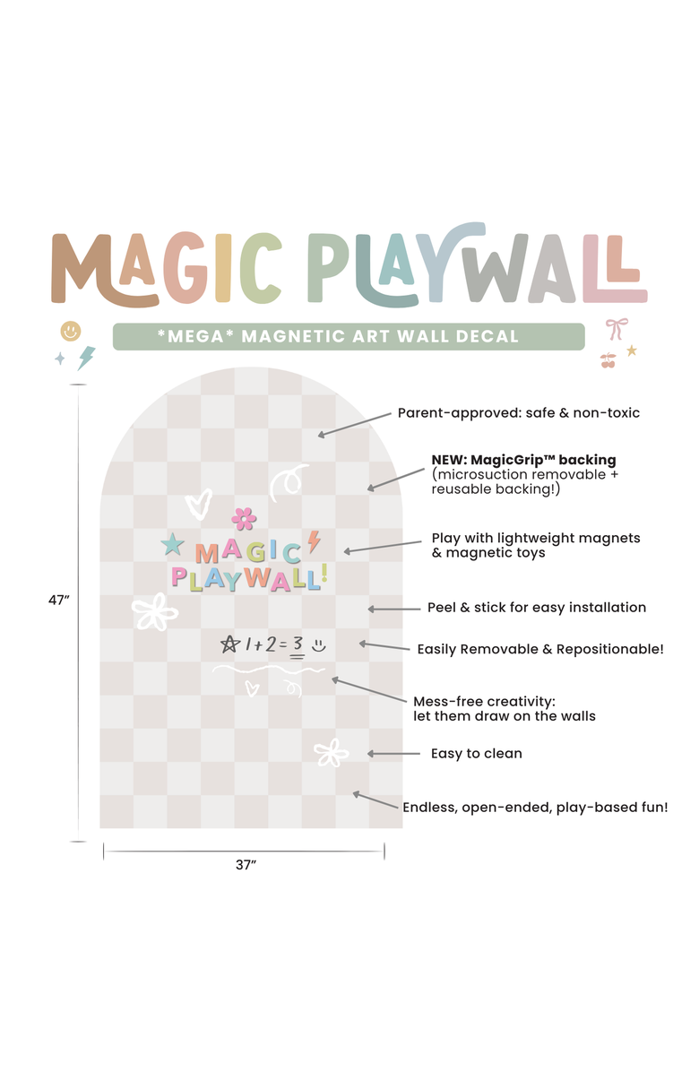 Cherrypick MEGA Magic Playwall Arch Magnetic Wall Decal, Alternate, color, Neutral Check
