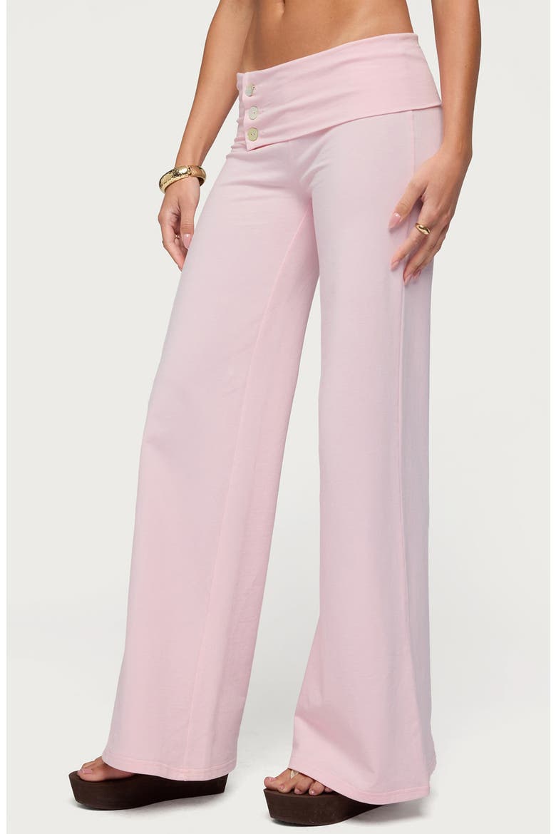 Poppy Wide Leg Button Foldover Pants, Alternate, color, PINK